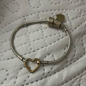 ****SOLD****❤️PANDORA Heart 2 tone bracelet charms